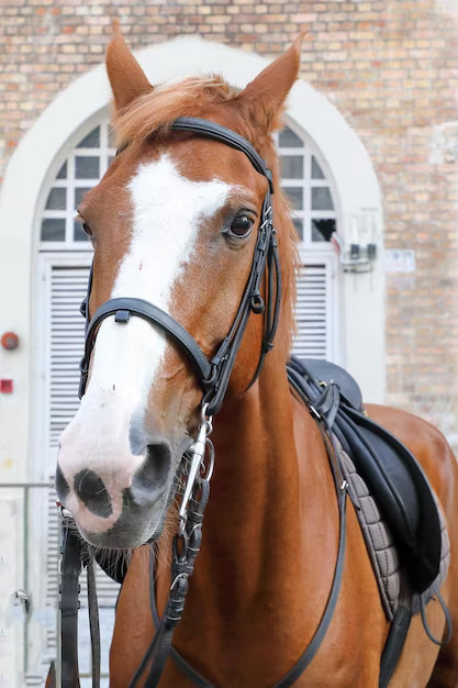 a horse with a bridle